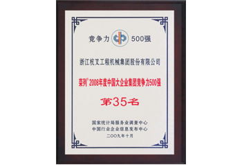 杭州叉车荣誉-荣列2008年度中国大企业集团竞争力500强